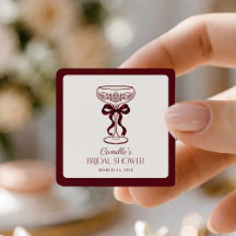 Bourgondische strik bruiloft favor sticker