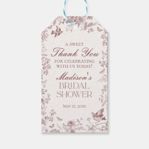 Bourgondische Toile De Jouy Bloem Bruiloftsshower Cadeaulabel