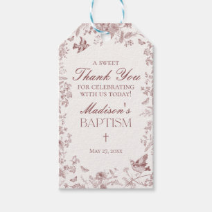 Bourgondische Toile De Jouy Bloem Doop Favoren Cadeaulabel