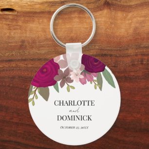 Bourgondische Tuin Bloemen Bruiloft Sleutelhanger