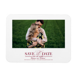 Bourgondische typografie trouwkaart Save The Date Magneet