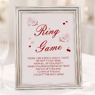 Bourgondische Valentijn Bruiloft Feest Ring Spel  Poster