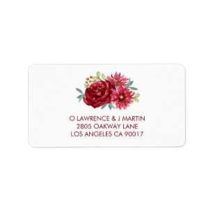 Bourgondische Waterverf Bloemen Etiket