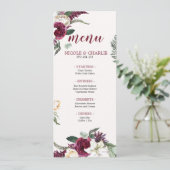 Bourgondische Waterverf | Floral Wedding Dinner Me Menu (Staand voorkant)
