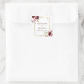 Bourgondische Waterverf Geometrische bloemenbruilo Vierkante Sticker (Tas)