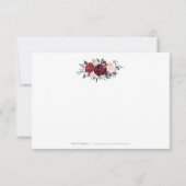 Bourgondische waterverf rustieke boho bloemendank bedankkaart (Achterkant)