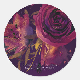 Bourgondische Wijn Bloemige Roze Paarse Bruidsdouc Ronde Sticker