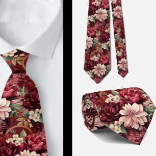 Bourgondische wijn boho aquarel bloemen stropdas