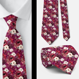 Bourgondische wijn boho waterverf bloemen stropdas
