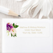 Bourgondische wijn en roze Waterverf bloemenbruilo Etiket (Insitu)