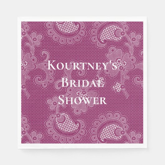 Bourgondische wijn witte kant bloemrijke bruidsdou servet (Voorkant)