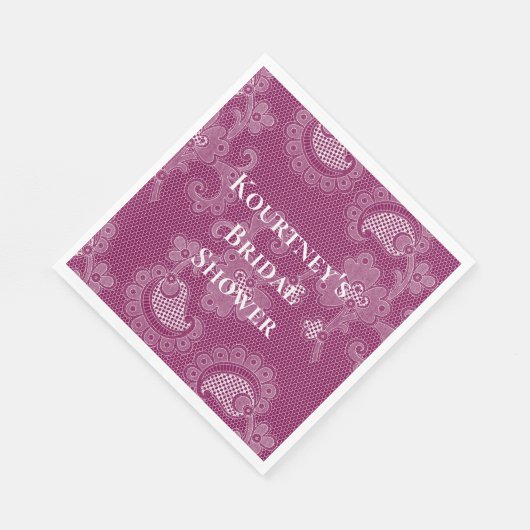 Bourgondische wijn witte kant bloemrijke bruidsdou servet (Hoek)