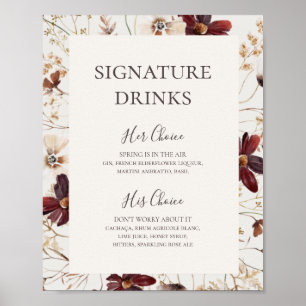 Bourgondische Wilde Bloem Beige Signature Drinks Poster