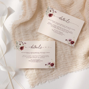 Bourgondische Wilde Bloem Bruiloft Details Bijlage Kaart