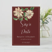 Bourgondische witte groene bloemenbotanische Save Kaart (Staand voorkant)