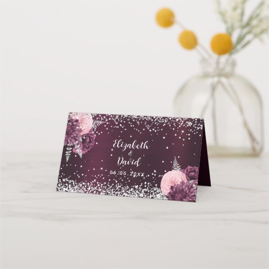 Bourgondische zilveren bloemen bruiloft (Voorkant)