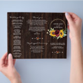 Bourgondische zonnebloemen houten drie-delig vouwb flyer (Hand)