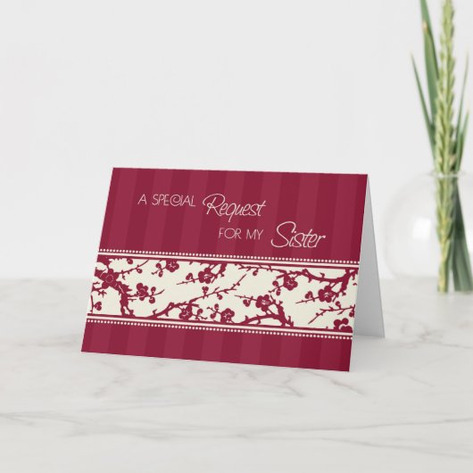 Bourgondische zuster Maid of Honor Invitation Kaar (Voorkant)