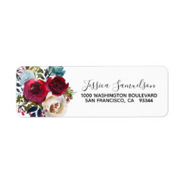 BOURGUNDY Rood Blauw Bloemen Retouradres Etiket