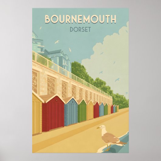 Bournemouth Beach Dorset Seaside Travel Poster (Devant)
