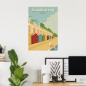Bournemouth Beach Dorset Seaside Travel Poster (Bureau à domicile)