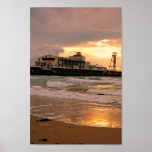 Bournemouth Pier en Beach Dorset England Poster