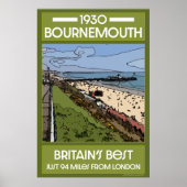 Bournemouth Retro Seaside Art Poster (Voorkant)