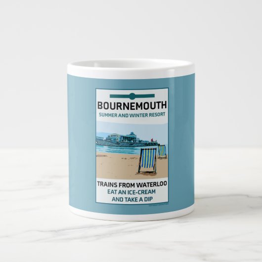 Bournemouth Retro Seaside Extra Grote Beker (Voorkant)