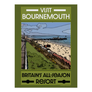 Bournemouth  Retro Seaside Perfect Poster