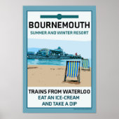 Bournemouth Retro Seaside Poster (Voorkant)
