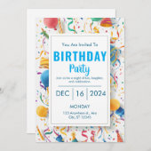 Bourse de joie Invitation Anniversaire (Devant / Derrière)