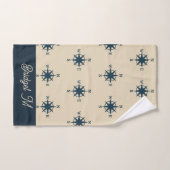 boussole bleu marine & Monogramme Beige Maison côt (Serviette à main)