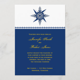 Boussole marine Faire-part de mariage jaune