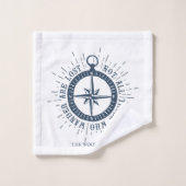 Boussole nautique et citation Nom de famille perso (Gant de toilette)