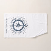 Boussole nautique et citation Nom de famille perso (Serviette à main)