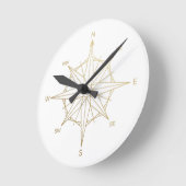Boussole Rose Horloge Murale Dorée (Angle)