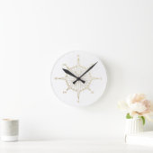 Boussole Rose Horloge Murale Dorée (Maison)