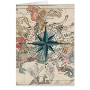 Boussole sur une carte ancienne