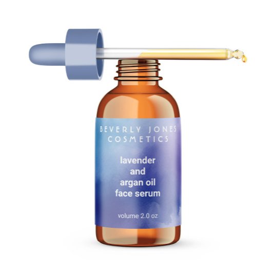 Bouteille à gouttes bleu et violet étiquette