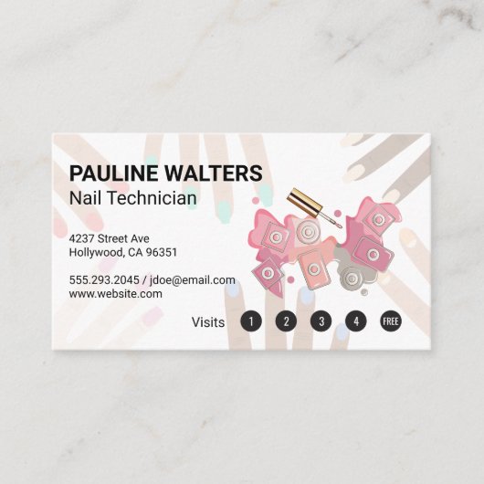 Bouteille à ongle et Casquette | Cartes de fidélit (Devant)