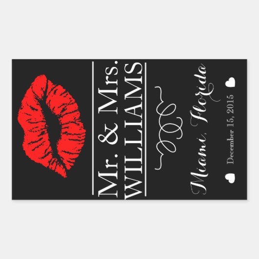 Bouteille à vin de mariage étiquette lèvres centre (Devant)