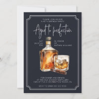 Bouteille à whisky bleu marine Invitation d'annive