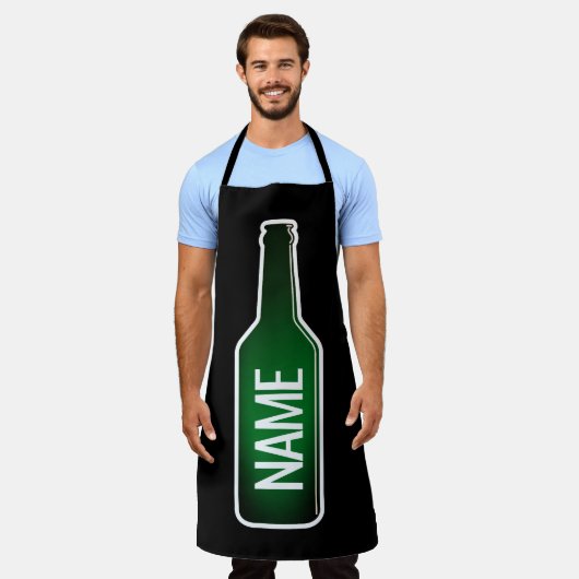 Bouteille de bière verte personnalisée tablier BBQ (Porté)