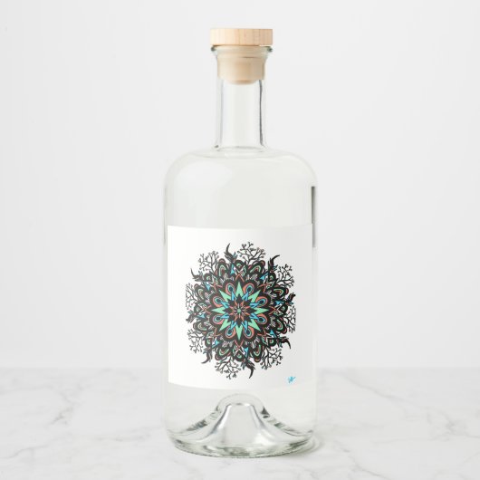 Bouteille de boisson étiquette tag mandala (Devant)