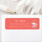 Bouteille de café rose corail étiquettes d'adresse (En situation)