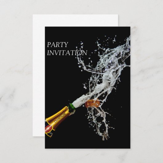Bouteille de Champagne Invitation pour une fête (Devant / Derrière)