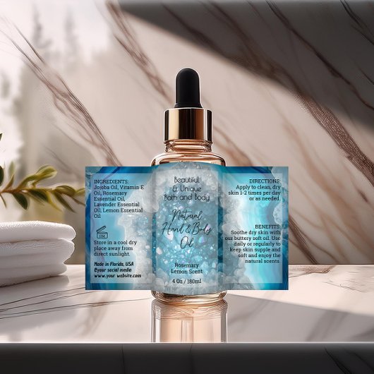 Bouteille de cristal bleu Étiquette 4 oz Produit d