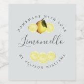 Bouteille de Limoncello sur mesure Étiquette bleu (Étiquettes simples)