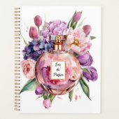 Bouteille de parfum aquarelle avec carnet de fleur (Devant)