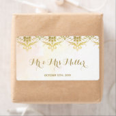 Bouteille de vin Champagne mariage d'or étiquette (En situation)